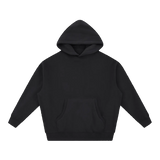 MIROLYUB Loft Boxy Fleece Hoodie in Black, front view.