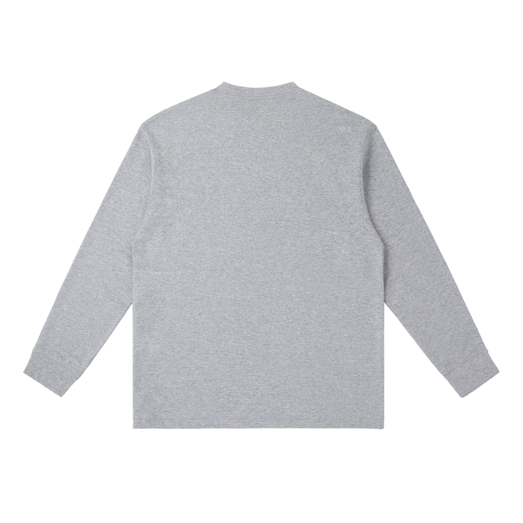 MIROLYUB Continuum cotton-blend long sleeve in Flower Gray, back view.