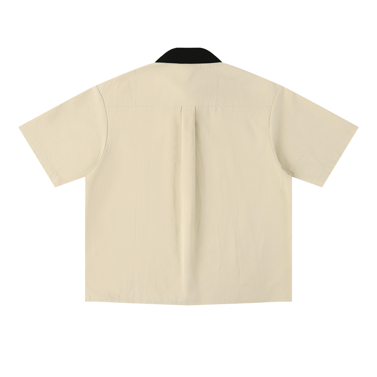 Crossfade cotton short-sleeve contrast-collar shirt in Apricot, back view