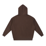 MIROLYUB loft boxy fleece hoodie in Coffee, back view