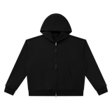 MIROLYUB Unisex Heavyweight Full Zip Boxy Hoodie — Black, front view