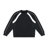 MIROLYUB Intersect Colour-Block Sweatshirt in Black with White, front view
