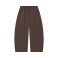 MIROLYUB Tessera waffle barrel pants in Coffee, front view.