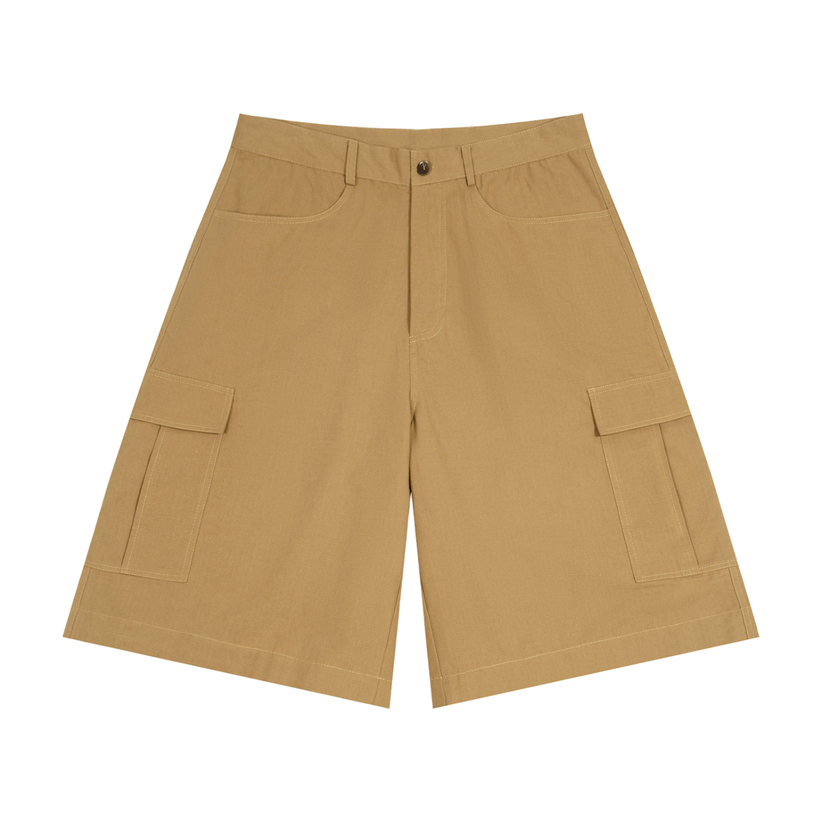 MIROLYUB Outpost woven cargo shorts in Brown, front view.