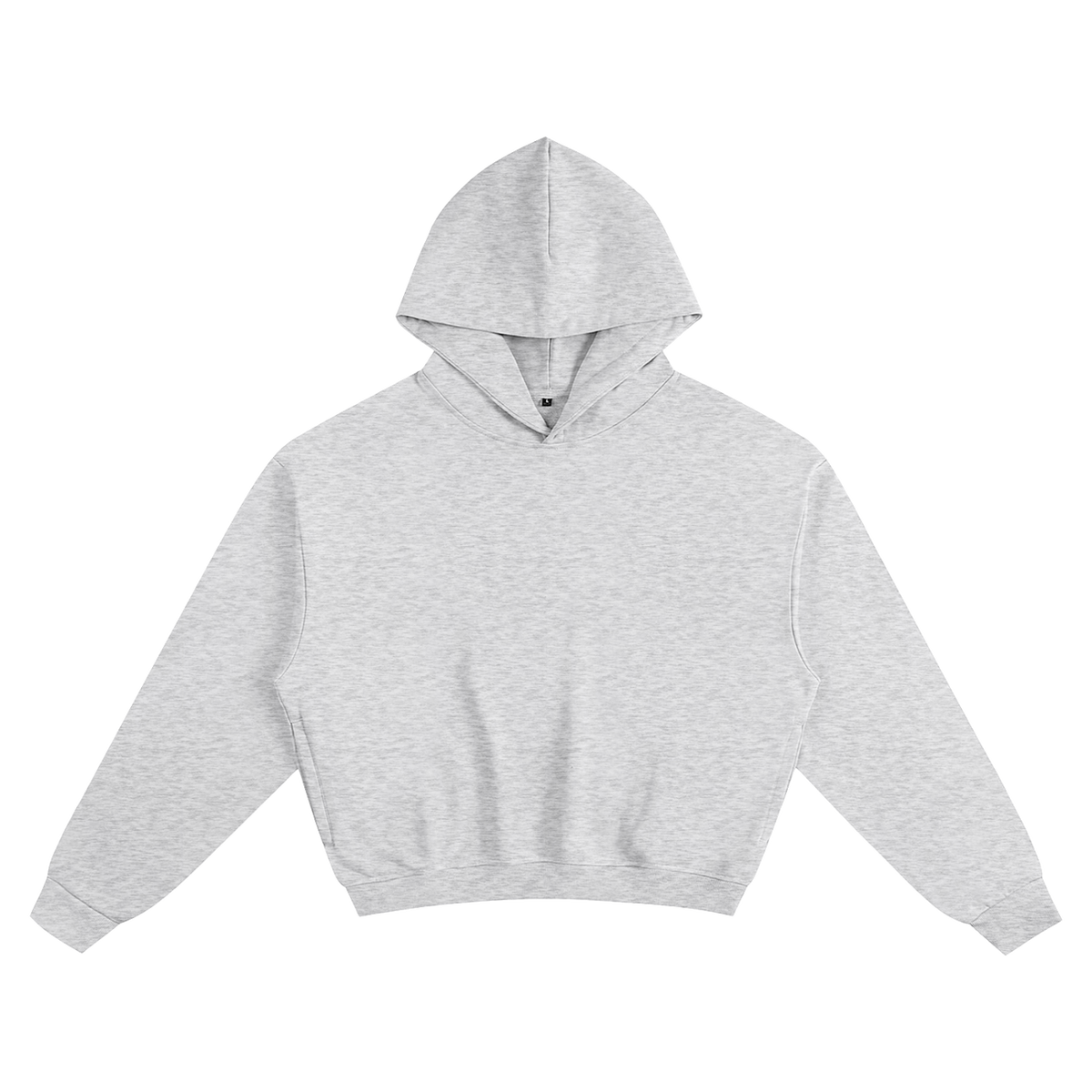 MIROLYUB Verge heavy cotton cropped hoodie in Flower Gray, front view.