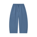 MIROLYUB Tessera waffle barrel pants in Jeans Blue, front view.