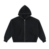 Relay boxy zip hoodie in Black, front