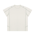 MIROLYUB Unisex Contrast Stitch  Regular Fit T-Shirt — Beige, front view
