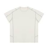 MIROLYUB Unisex Contrast Stitch  Regular Fit T-Shirt — Beige, front view