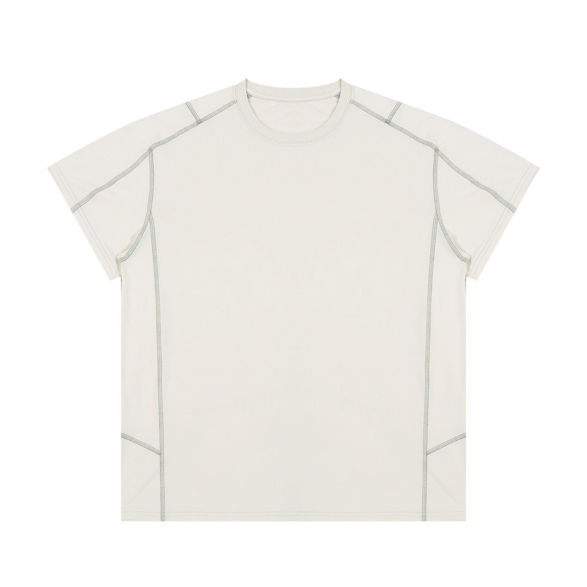 MIROLYUB Unisex Contrast Stitch  Regular Fit T-Shirt — Beige, front view