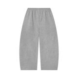 MIROLYUB Tessera waffle barrel pants in Flower Gray, back view.
