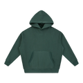 MIROLYUB Loft Boxy Fleece Hoodie in Dark Green, front view.