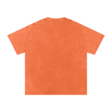MIROLYUB Afterglow Snow-Wash Oversized Tee in Orange, back view.