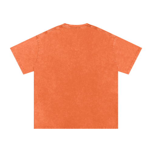 MIROLYUB Afterglow Snow-Wash Oversized Tee in Orange, back view.