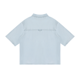 Undercurrent lyocell short-sleeve shirt in Light Blue, back view