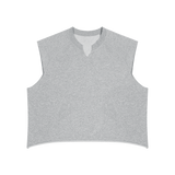 MIROLYUB Ravel raw-hem boxy tank in Flower Gray, front view.