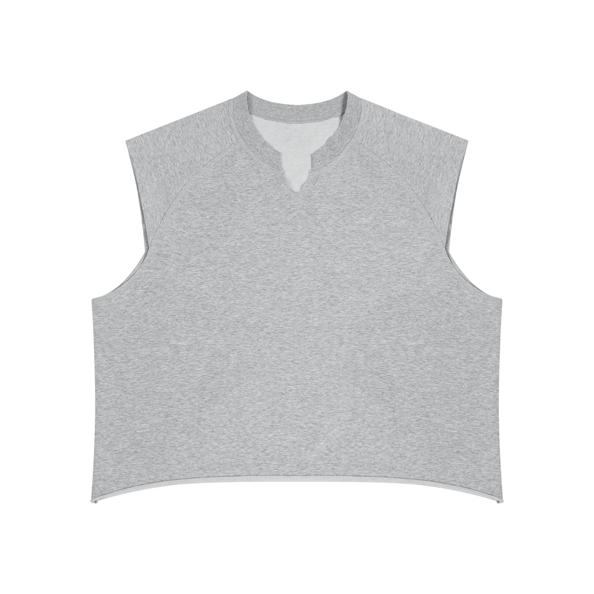 MIROLYUB Ravel raw-hem boxy tank in Flower Gray, front view.