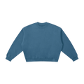 MIROLYUB Meridian boxy fleece crewneck in Haze Blue, front view.