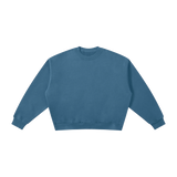 MIROLYUB Meridian boxy fleece crewneck in Haze Blue, front view.
