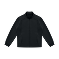 MIROLYUB Tangent stand-collar track jacket in Black, front view.