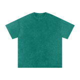 MIROLYUB Afterglow Snow-Wash Oversized Tee in Dark Green, front view.
