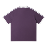 Traction contrast-piping polo, Purple, back view