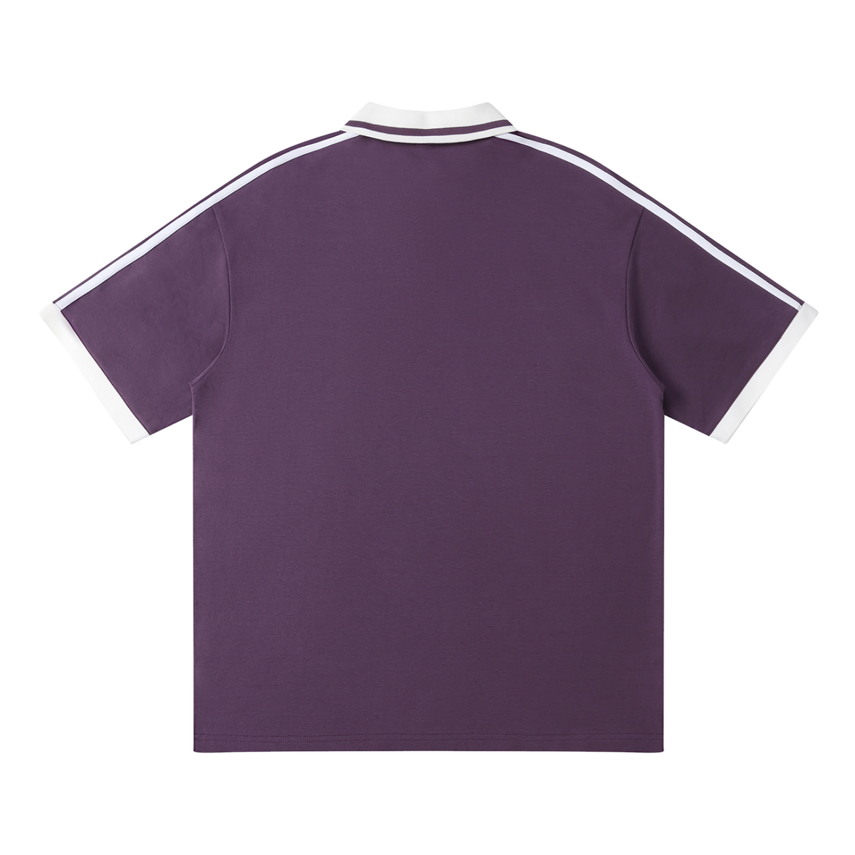 Traction contrast-piping polo, Purple, back view