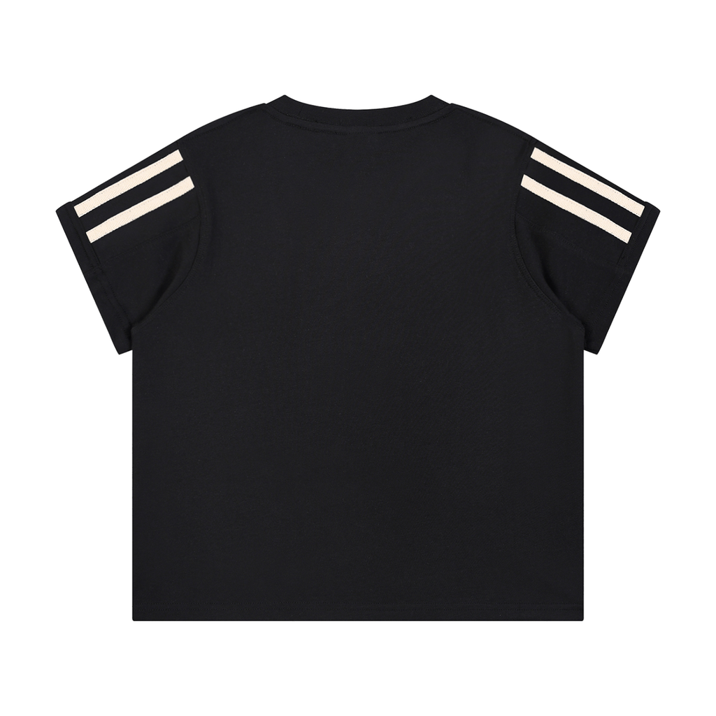 MIROLYUB Pennant twin-stripe cropped tee in Black — back view