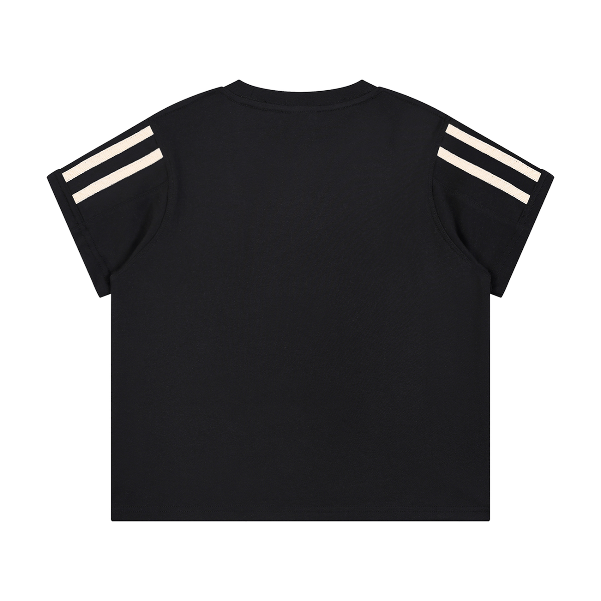 MIROLYUB Pennant twin-stripe cropped tee in Black — back view