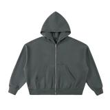 Relay boxy zip hoodie in Charcoal Gray, front