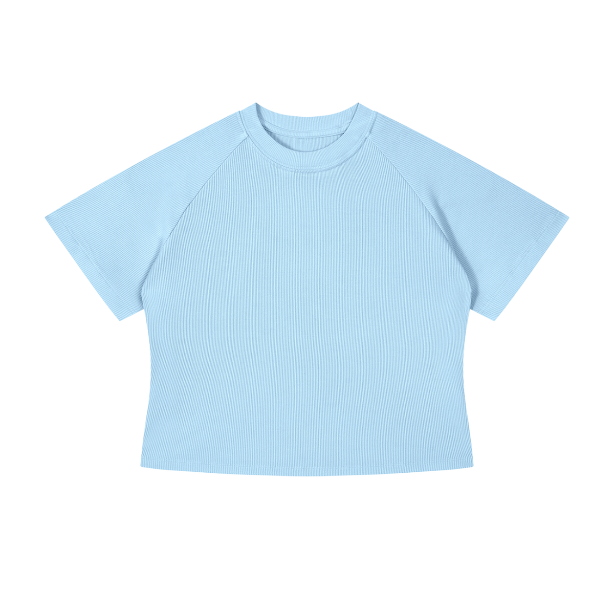 MIROLYUB Women's Mineral Wash Crop T-Shirt — Sky Blue, front view