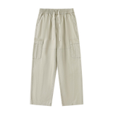 Traverse — Cotton Drawstring Cargo Pants / Chalk — Light Gray, front view