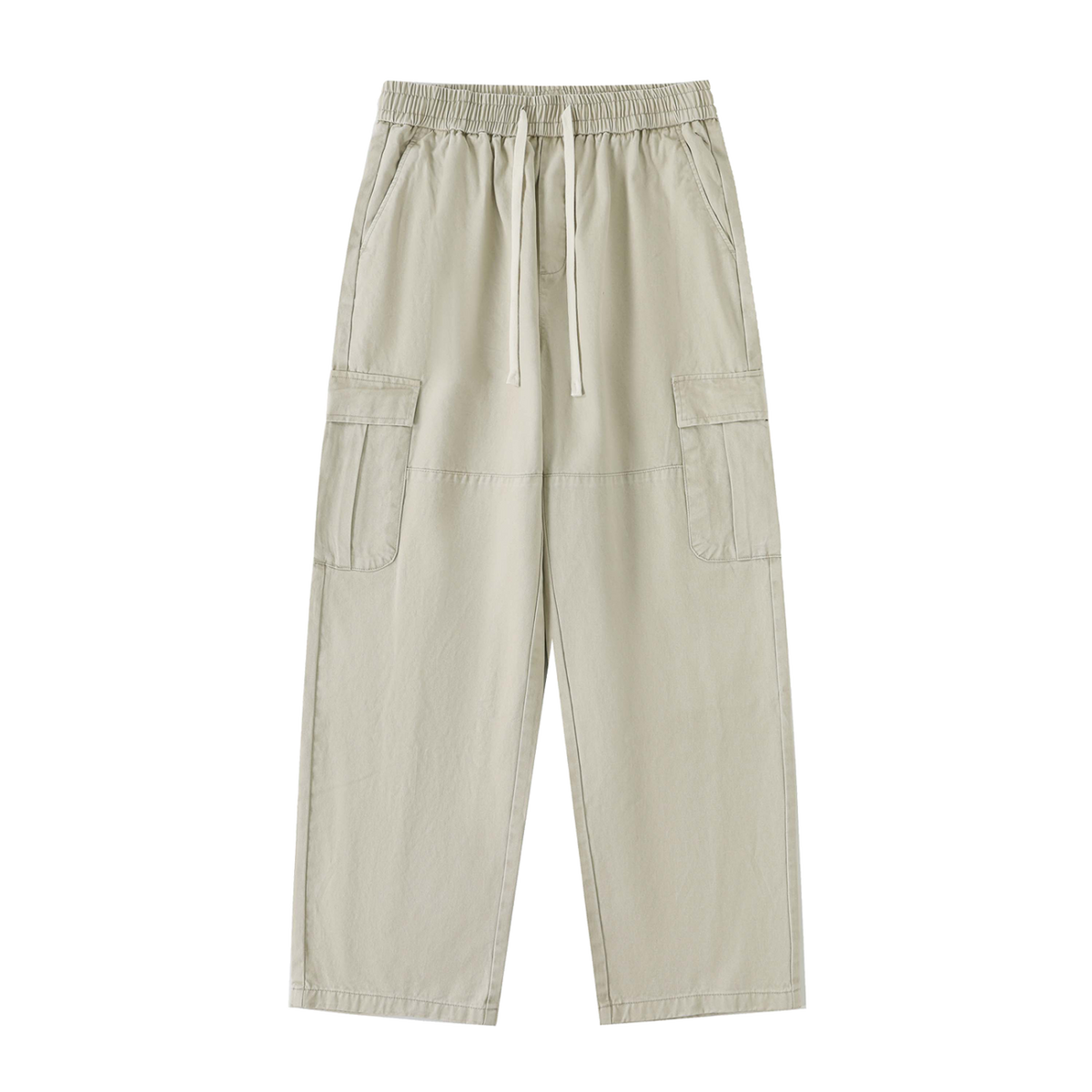 Traverse — Cotton Drawstring Cargo Pants / Chalk — Light Gray, front view