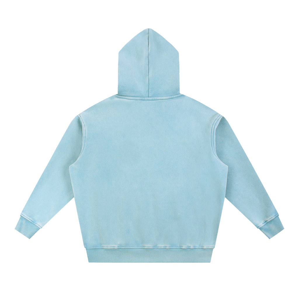 MIROLYUB Frostline Snow-Wash Hoodie in Lake blue, back view