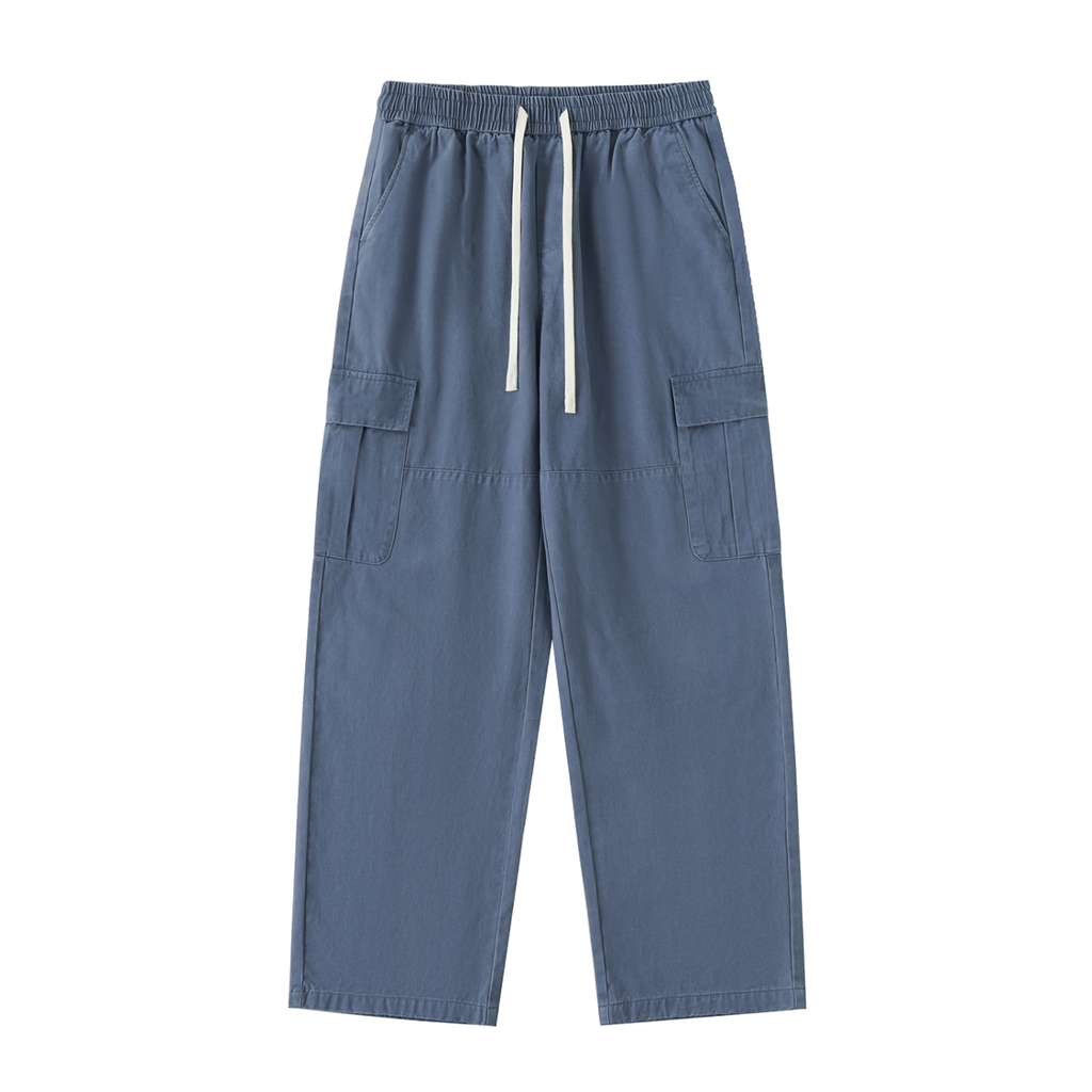 Traverse — Cotton Drawstring Cargo Pants / Blue Hour — Haze Blue, front view