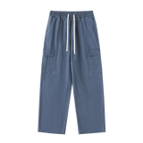 Traverse — Cotton Drawstring Cargo Pants / Blue Hour — Haze Blue, front view