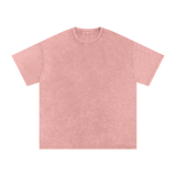 MIROLYUB Afterglow Snow-Wash Oversized Tee in Light Pink, front view.