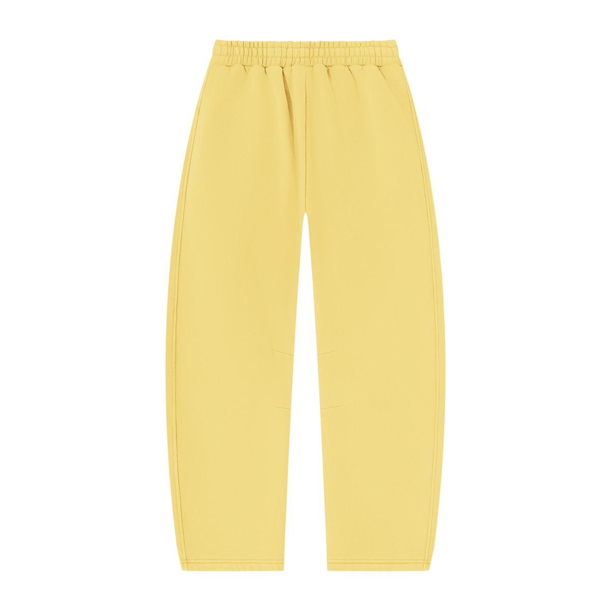 MIROLYUB arc vintage-wash barrel fleece pants in Light Yellow, back view