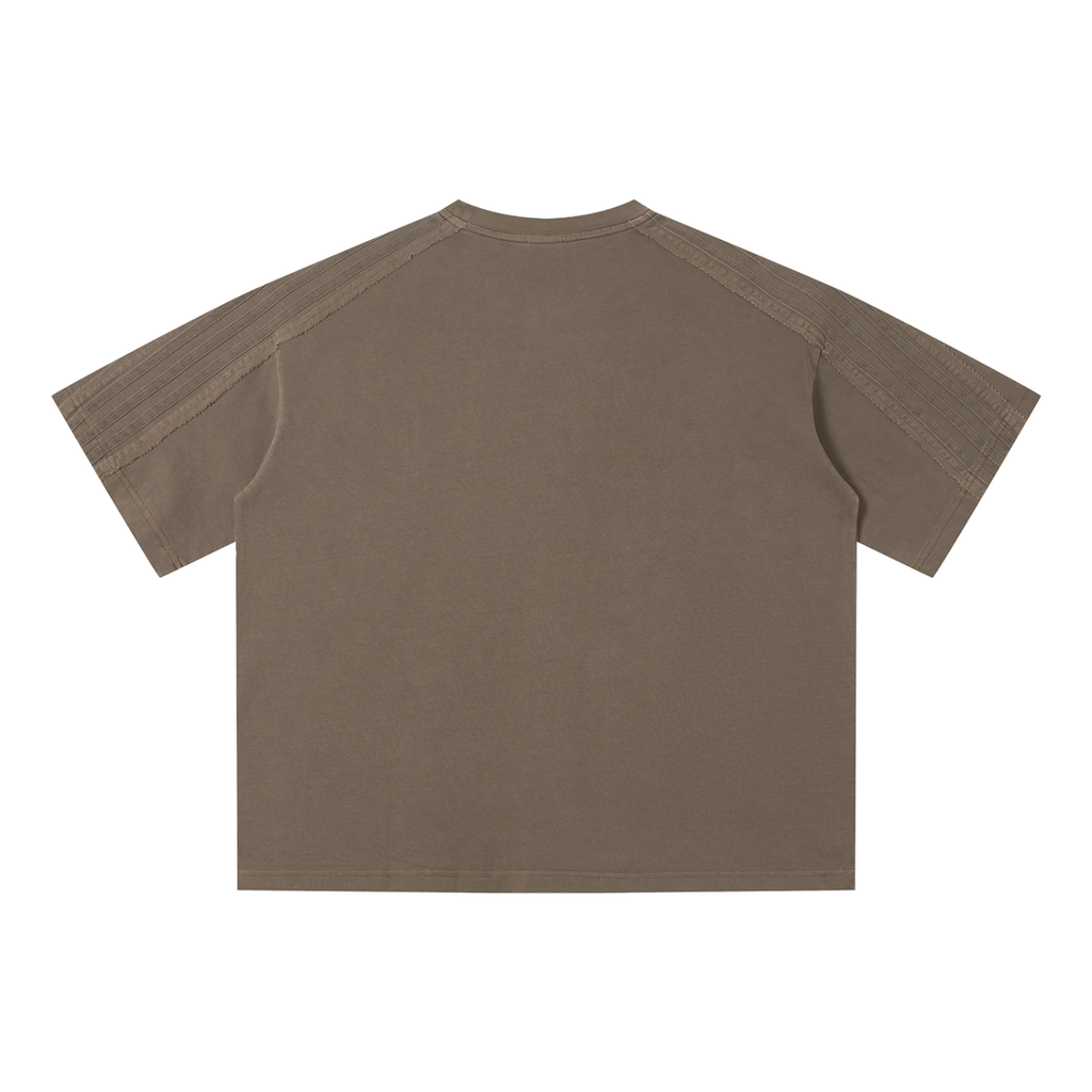 MIROLYUB Unisex Vintage Wash Boxy T-Shirt — Khaki — back view