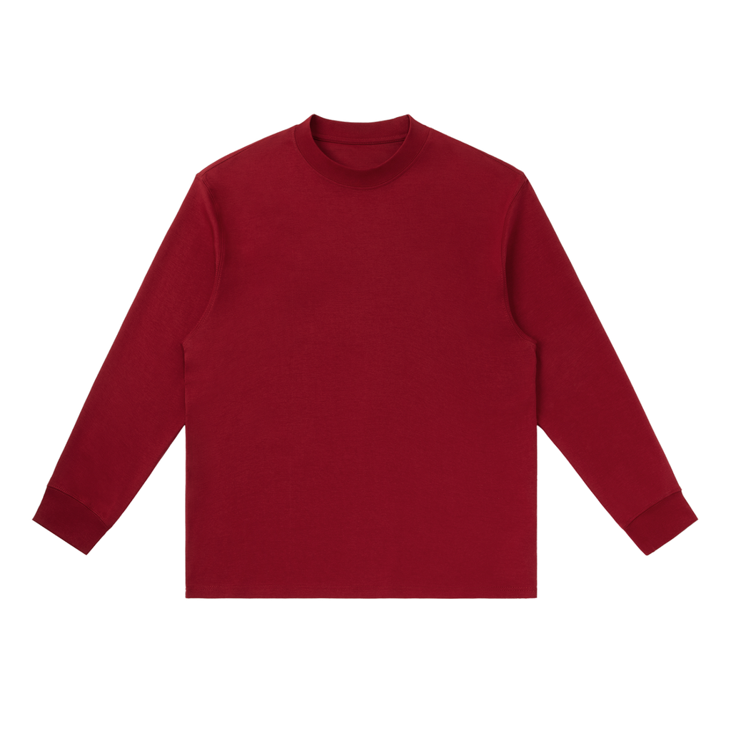 MIROLYUB Continuum cotton-blend long sleeve in Wine Red, front view.