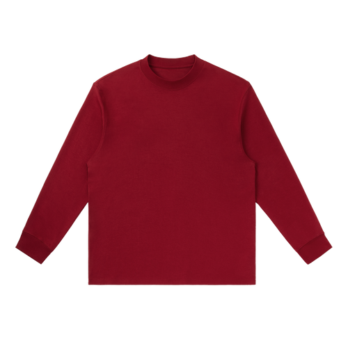 MIROLYUB Continuum cotton-blend long sleeve in Wine Red, front view.