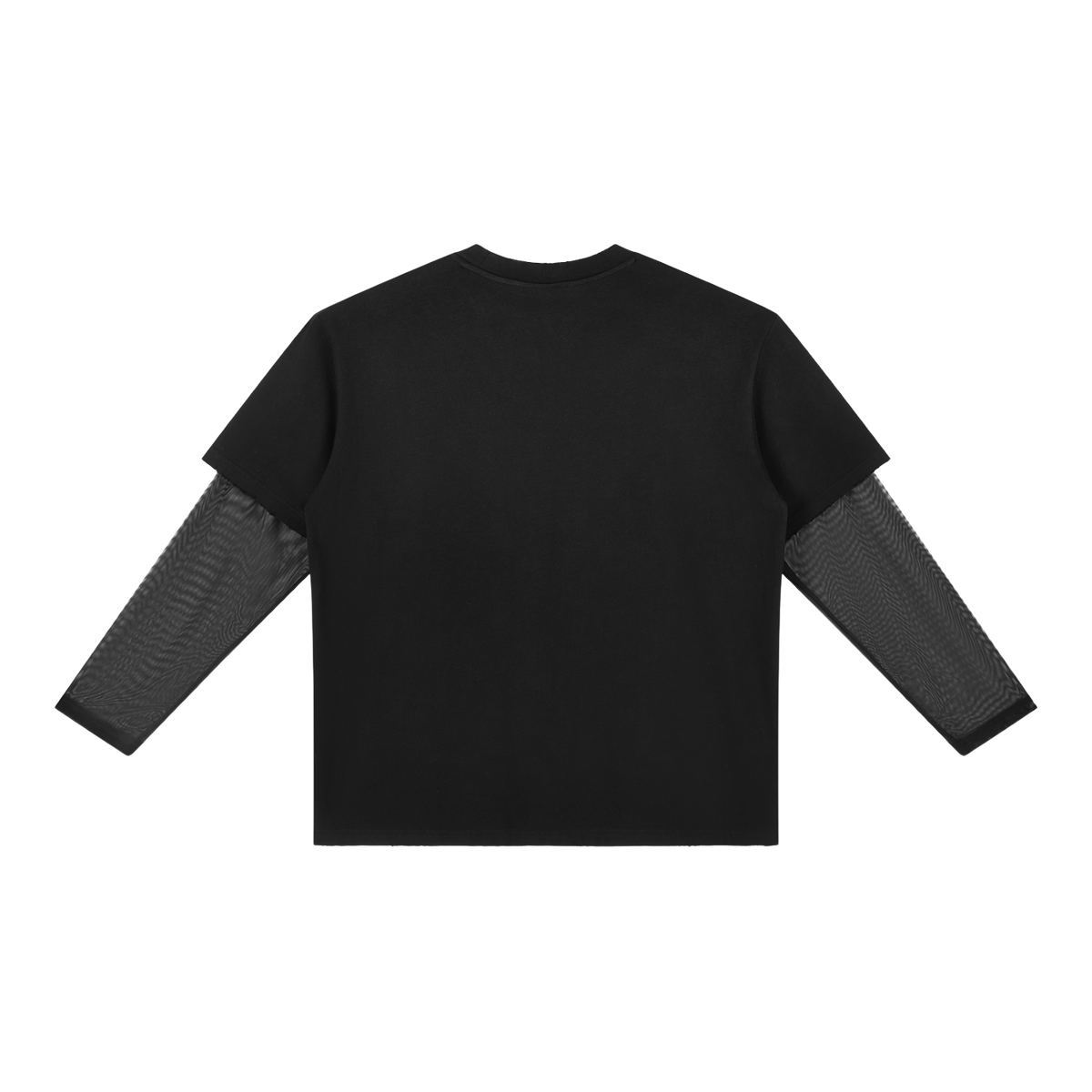 MIROLYUB Fadeline layered long-sleeve tee in Black, back view.