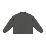 MIROLYUB Collarway collared sweatshirt in Dark Gray, back view.