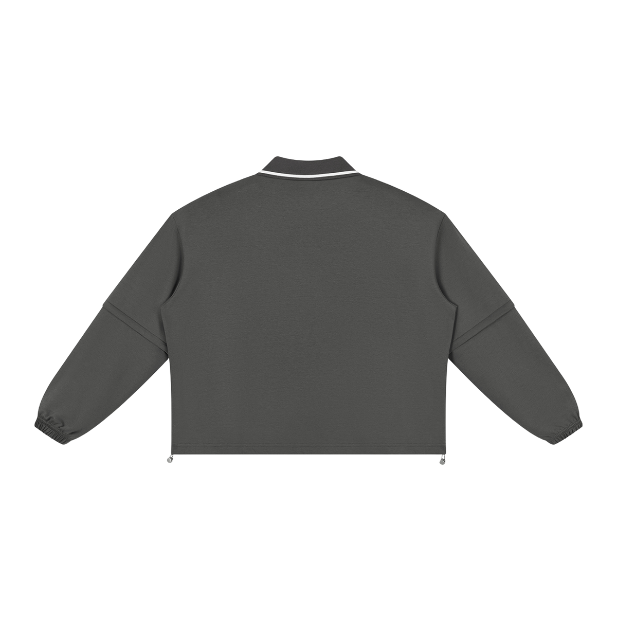 MIROLYUB Collarway collared sweatshirt in Dark Gray, back view.