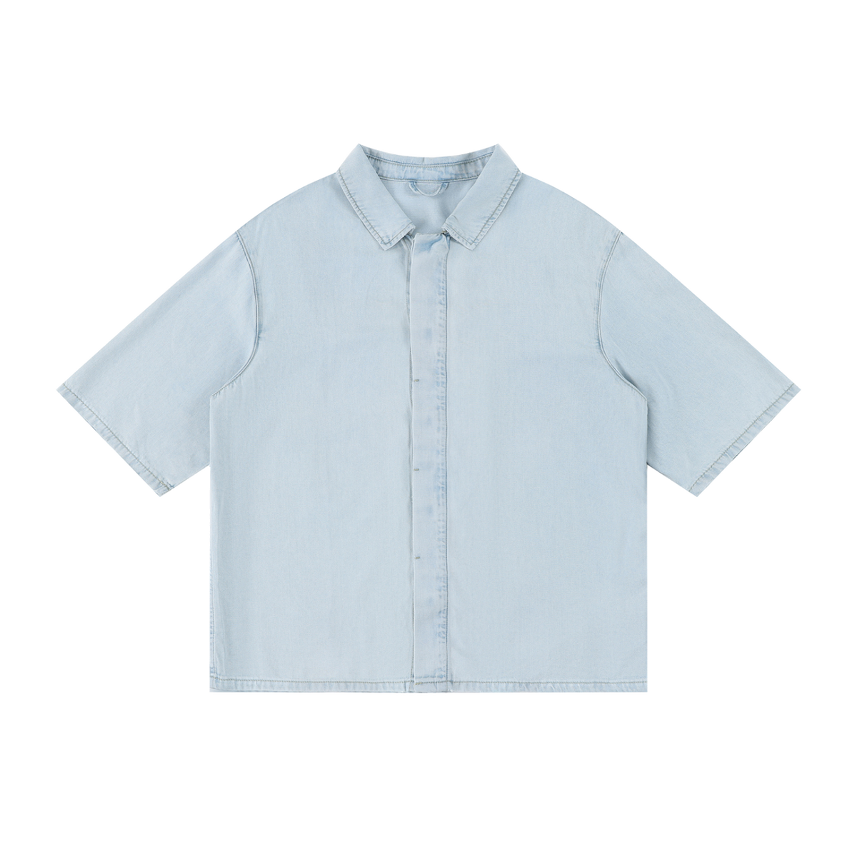 Undercurrent lyocell short-sleeve shirt in Light Blue, front view