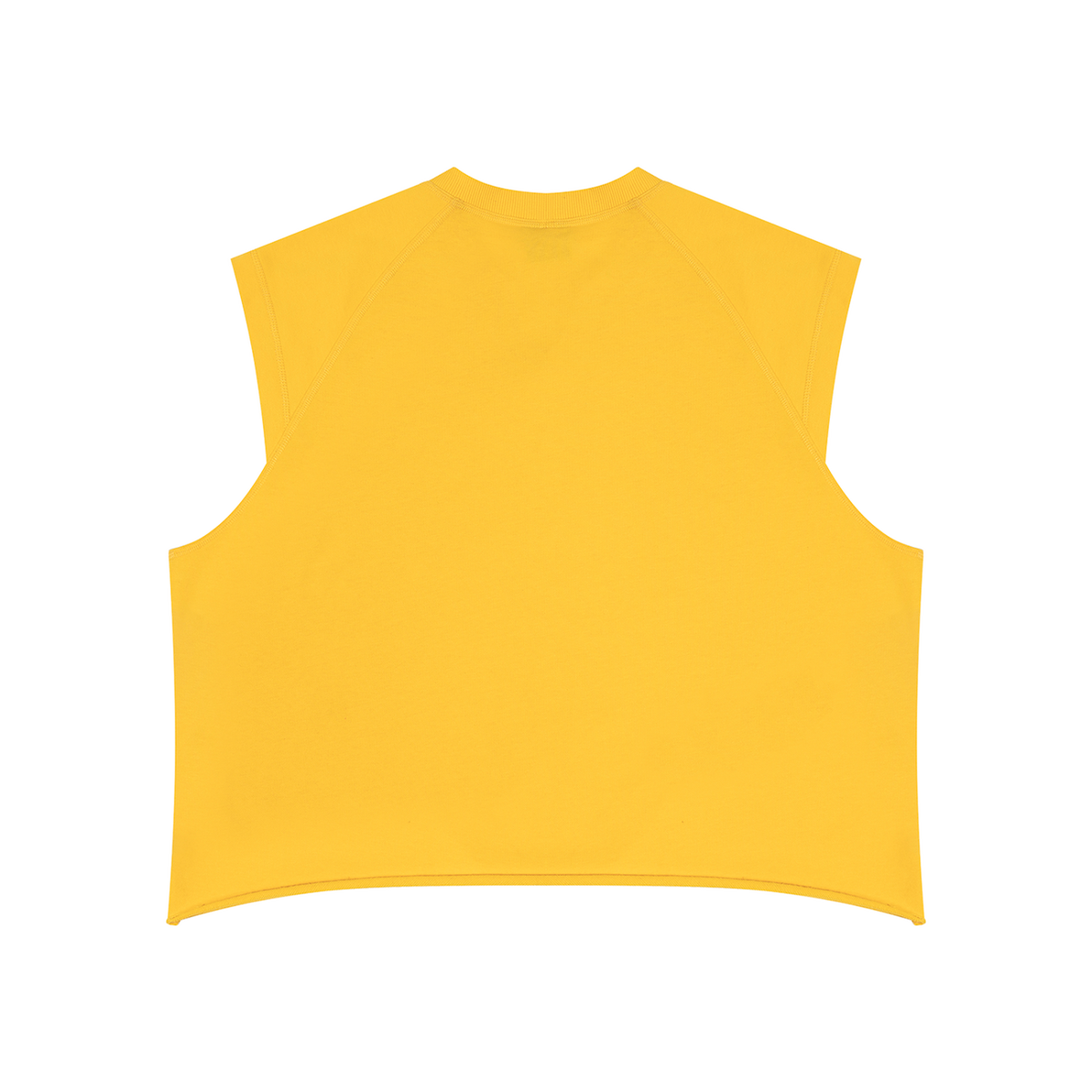 MIROLYUB Ravel raw-hem boxy tank in Yellow, back view.
