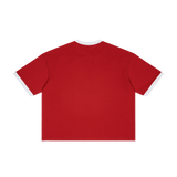 MIROLYUB Unisex Color Block Boxy T-Shirt — Red — back view