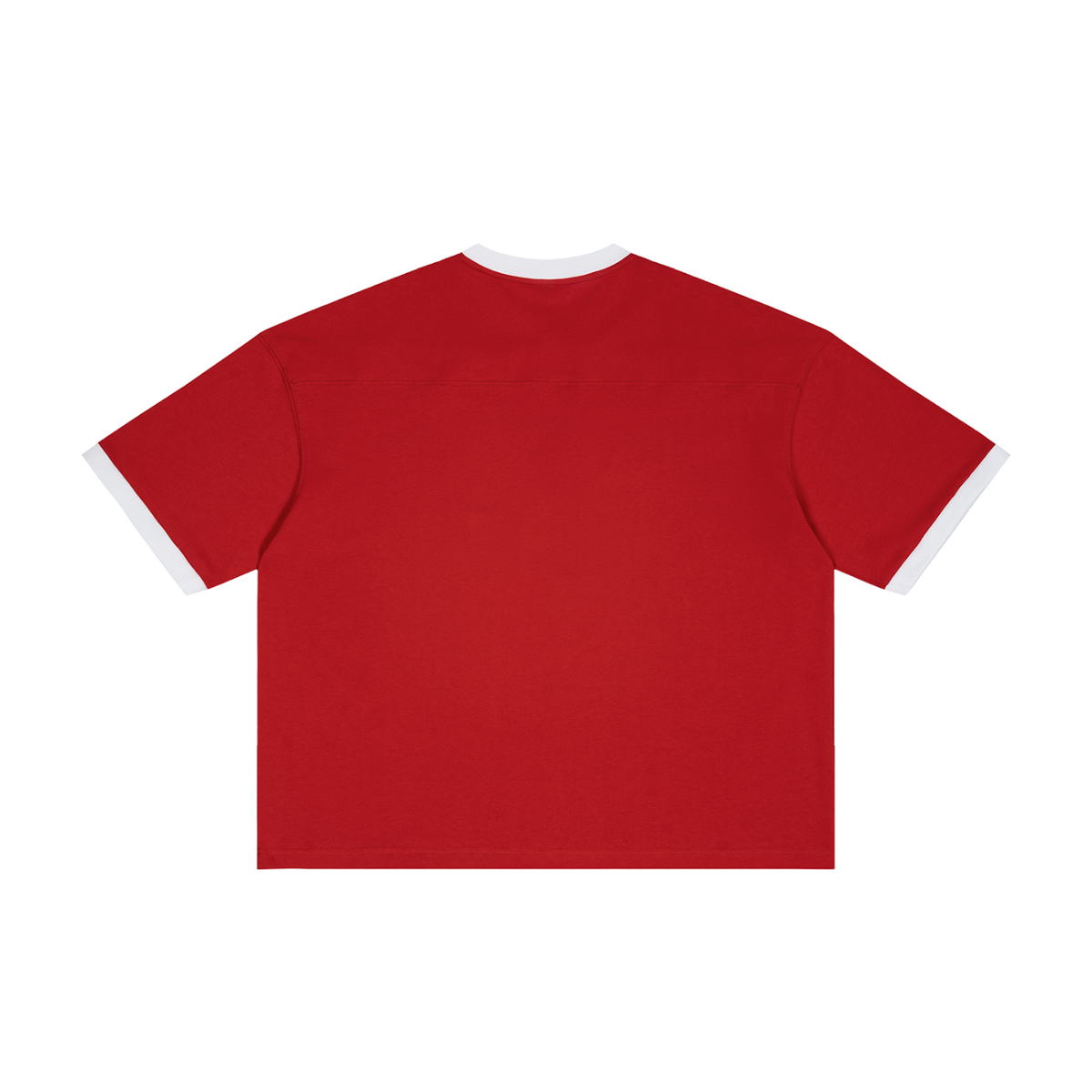 MIROLYUB Unisex Color Block Boxy T-Shirt — Red — back view