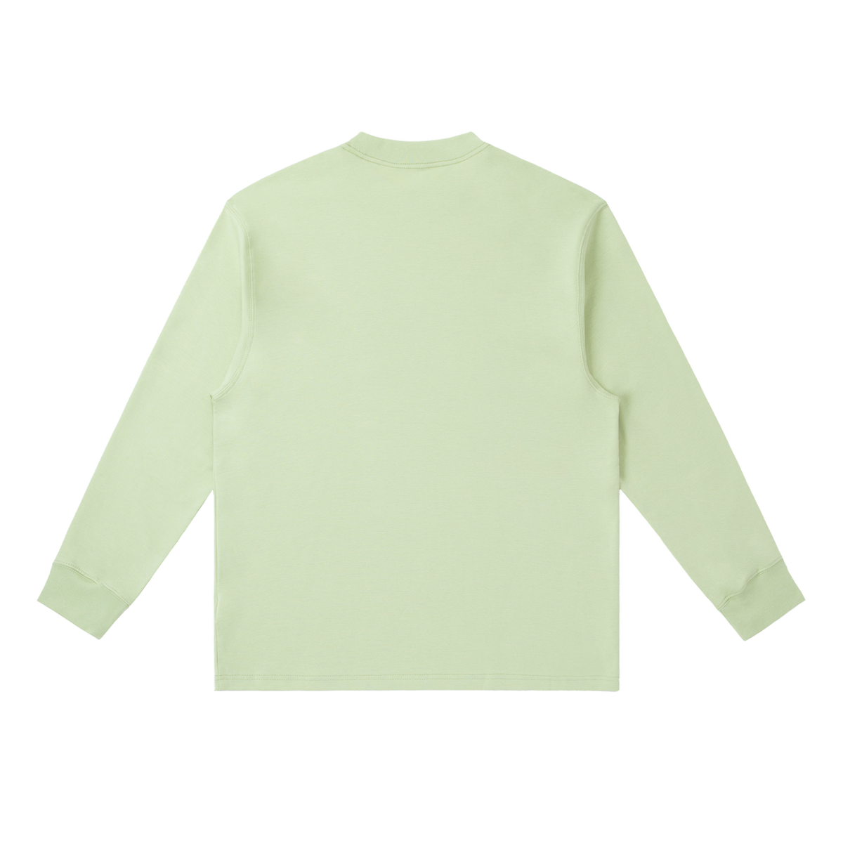 MIROLYUB Continuum cotton-blend long sleeve in Bean Green, back view.