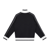 MIROLYUB Switchback raglan track jacket in Black, back view.